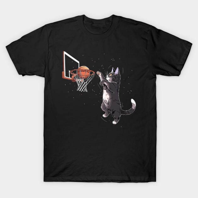 Cat Dunking Basketball Gifts Men Women Kids Funny Cat T-Shirt by KsuAnn